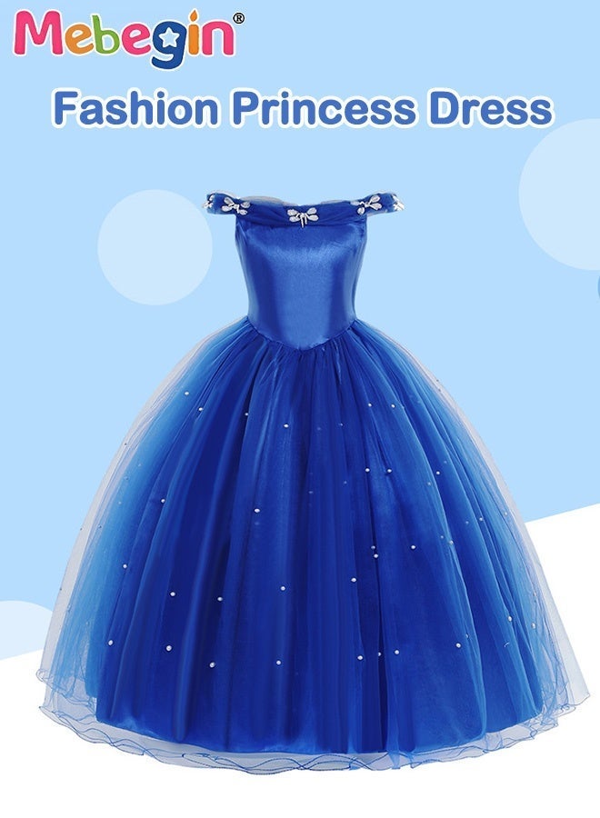 Deluxe Princess Costume Set with 7PCS Accessaries, Fancy Elegant Off Shoulder Frock, Fairy Dress - Image 4