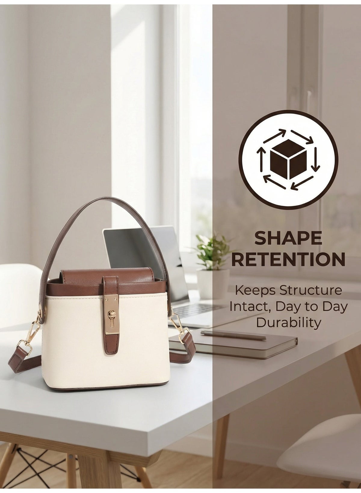 Women Handbag Elegant Bags for Ladies Compact Shoulder and Tote with Golden Buckle Crossboody - Image 3