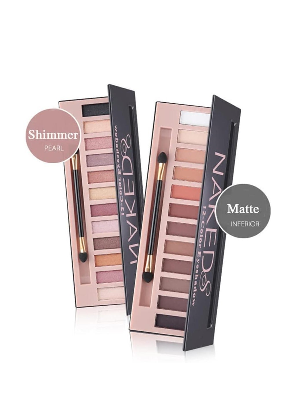 2 Pack 12 Colors Makeup Nude Colors Eyeshadow Palette Natural Nude Matte Shimmer Glitter Pigment - Image 2