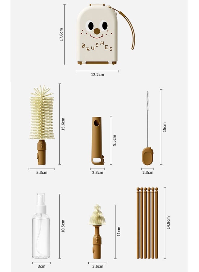 All-in-One Baby Bottle Cleaning Brushes Set with Silicone Bottle Brush, Nipple Brush, Straw Brush, - Image 2