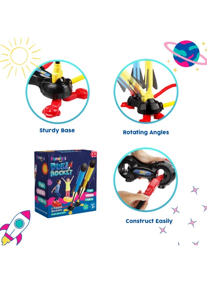 PlumoToys Rocket Launcher Stomp Rocket Dual Pedal Stomp Kids Foam Rockets With 6 Foam Rockets - Image 4
