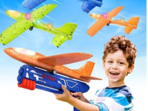 EVA MATERIAL Airplane Glider Construction Kits,Airplane Launcher for Kids,Foam Glider Plane with