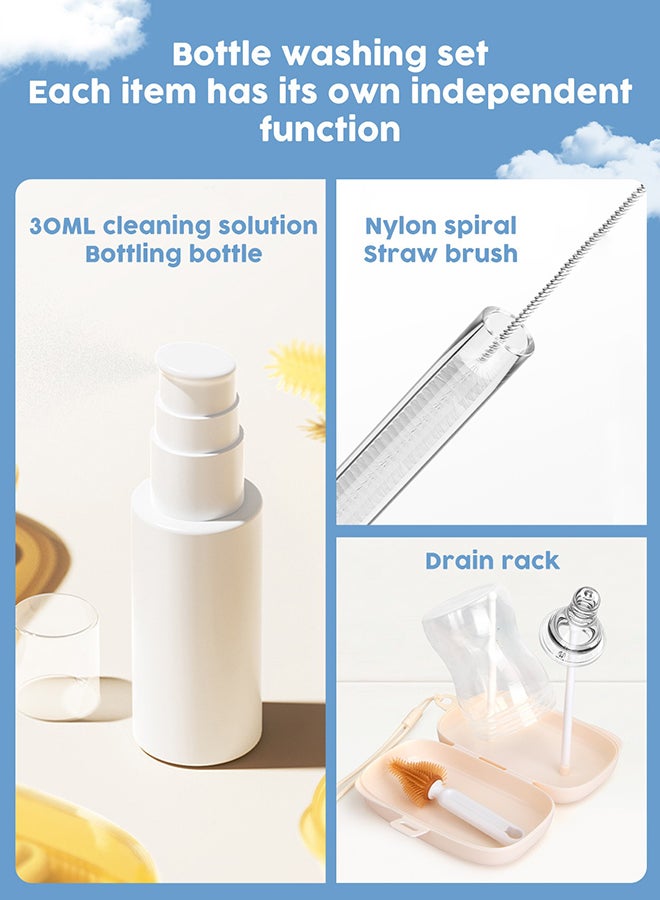 Baby Bottle Cleaning Kit with Silicone Brush, Nipple Brush, Straw Brush and Drying Rack - 6 in 1 - Image 5