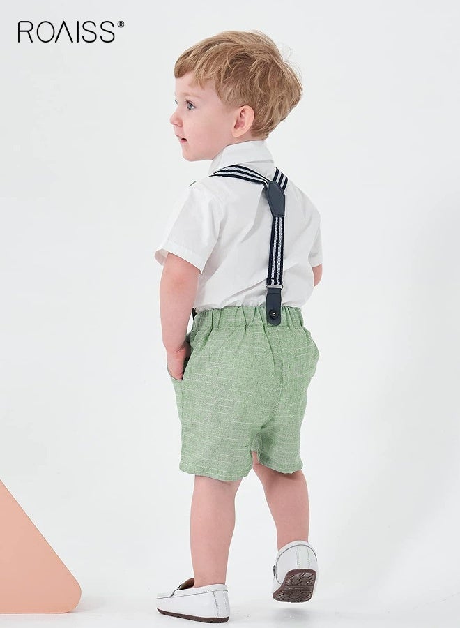 3 Piece Comortable Clothing Set for Toddler Boys, Little Gentleman Short Sleeve Button Shirt and - Image 4
