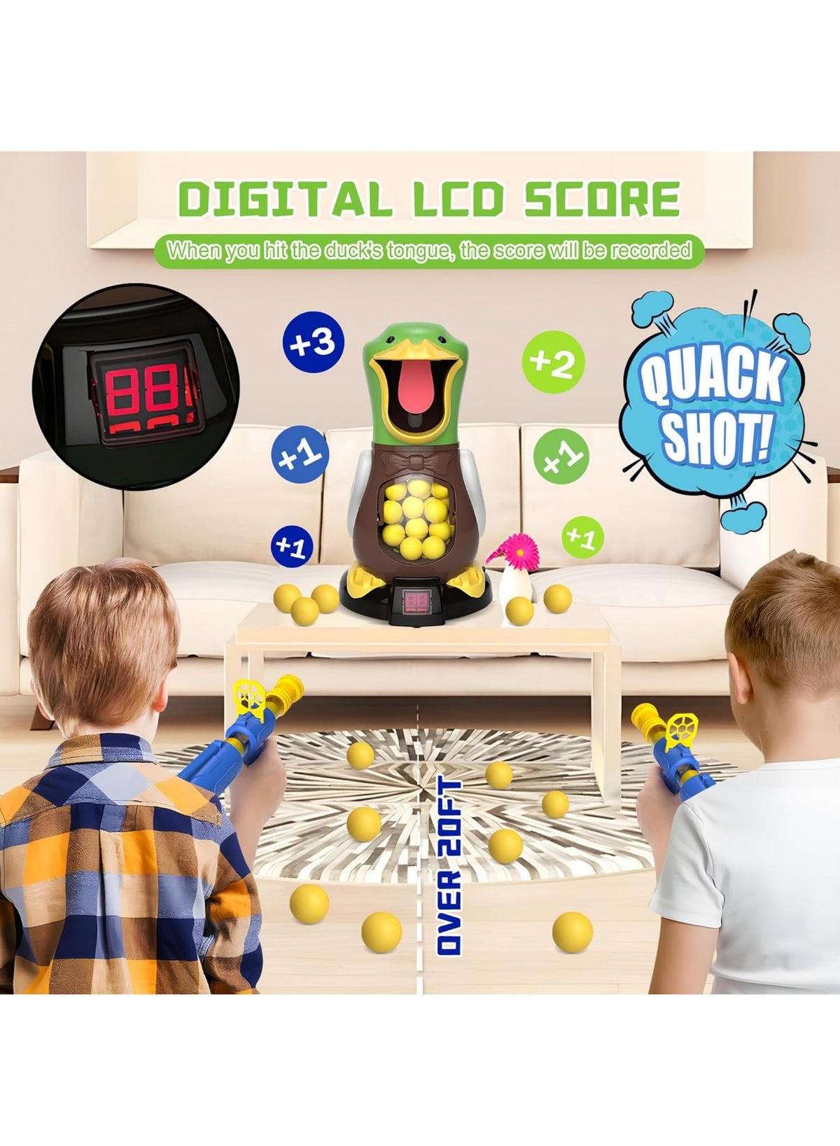 Movable Duck Shooting Toys for Kids 3 4 5 6 7 8 9 Years Old Movable Shooting Game with 24 Balls 2 - Image 3
