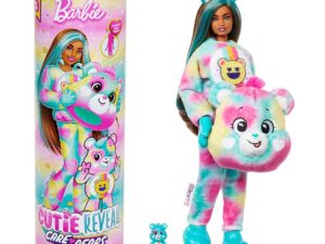 Cutie Reveal Care Bears Doll & Accessories, Series 2 Good Vibes Bear With 10 Surprises Including