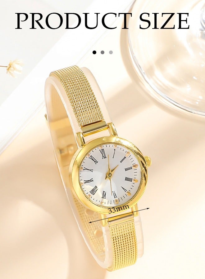 Quartz watch, women's retro disc watch, business alloy watch, with mesh strap, suitable for daily - Image 2