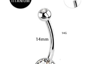 G23 Titanium Hypoallergenic Belly Button Ring with Zirconia Inlaid Internally Threaded Navel