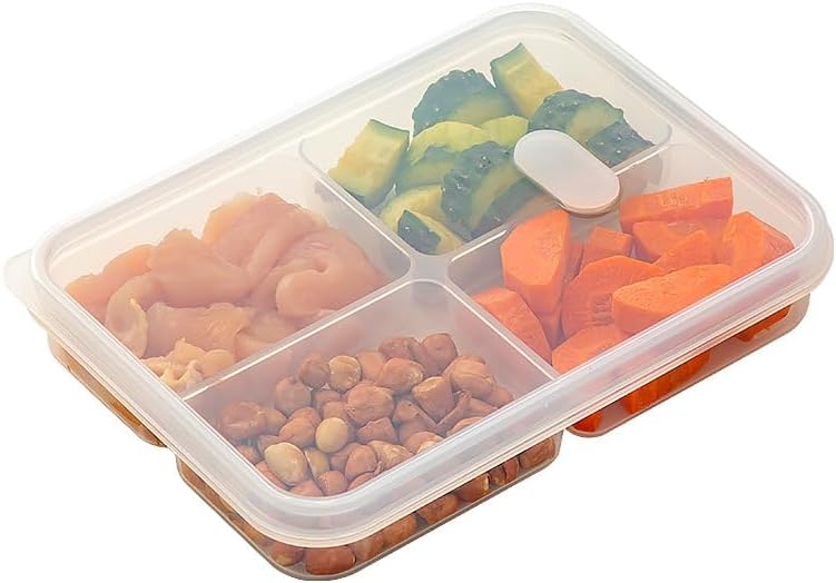 Divided Veggie Tray With Lid Snackle Box Food Storage Containers-6 Compartment R