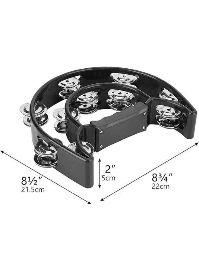 Megarya Double Row Metal Jingles Half-Moon Tambourine Versatile Percussion for Dynamic Performances(Black) - Image 4