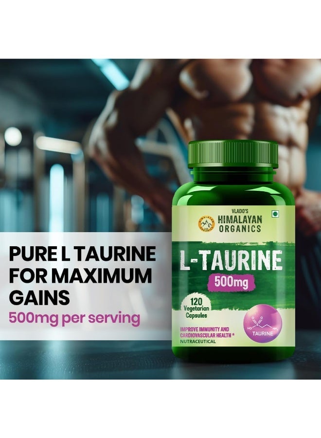 Vlado's Himalayan Organics L-Taurine 500mg | Amino Acid Supplement for Athletic Performance | Support Muscle Recovery | Improve Performance | Promotes Vision & Nerve Health - 120 Veg Capsules - Image 3