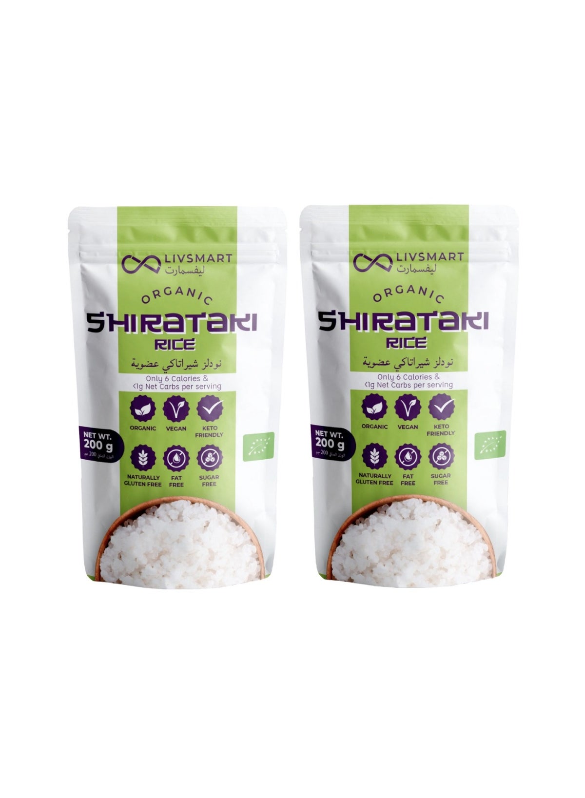Livsmart Organic Shirataki (Konjac) Rice - Keto Rice 200g (Pack of 2)