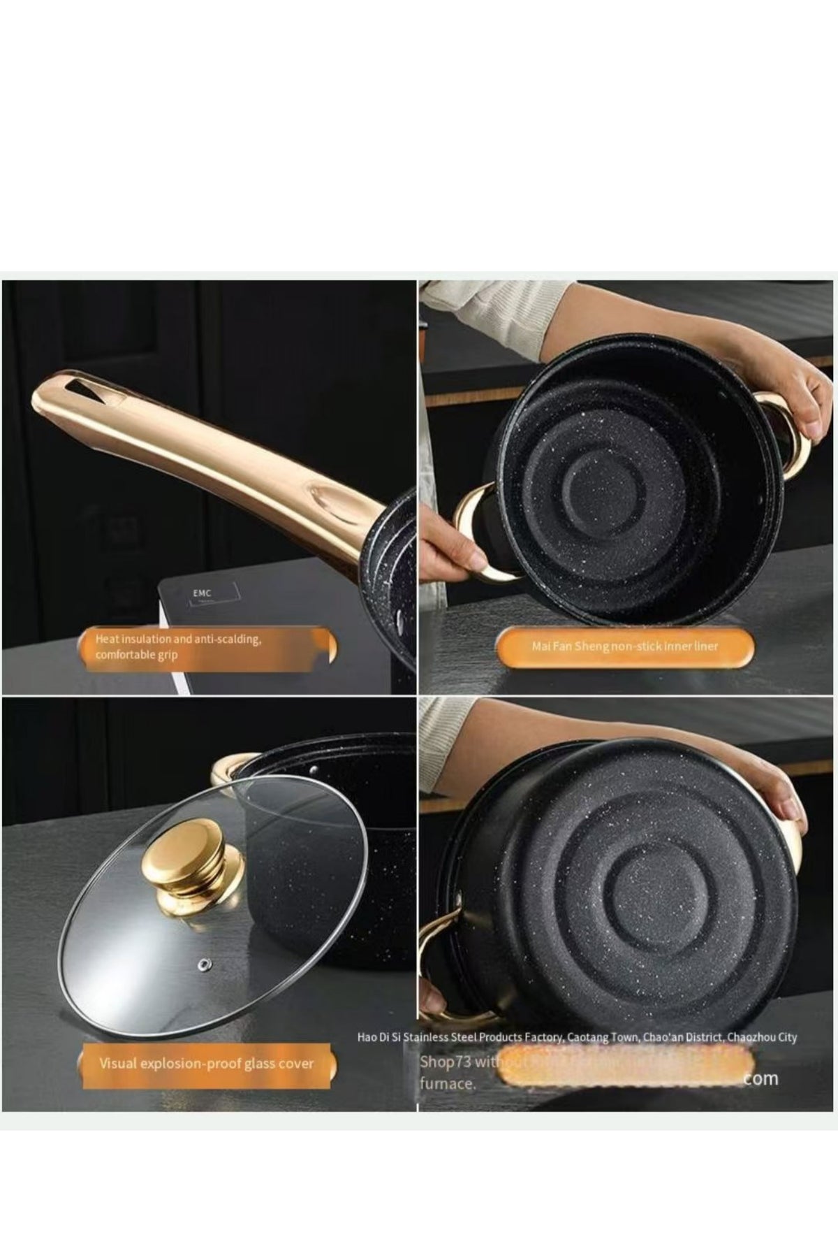 Nonstick Cookware Set 8-Piece, Non Stick Pots and Pans Set with Swiss Granite Co
