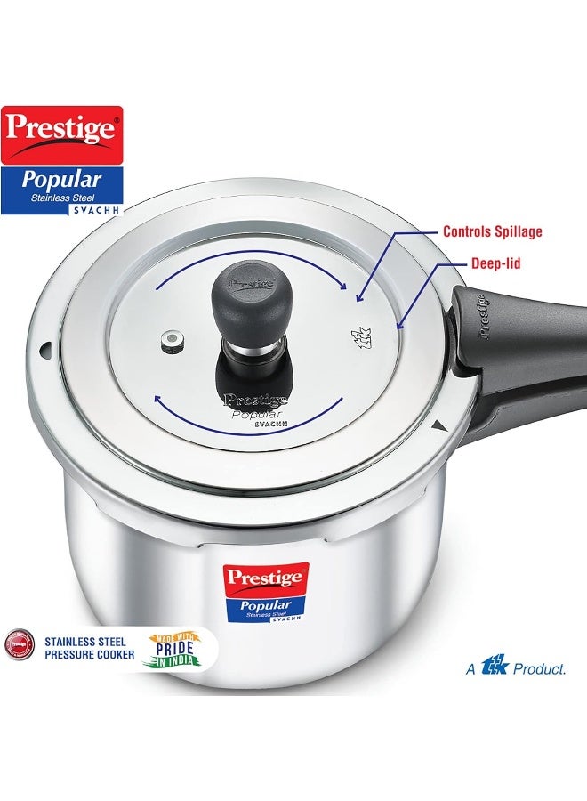 1.5Liters Prestige Svachh Popular Spillage Control Stainless Steel Outer Lid Pressure Cooker,1.5 Liter(Silver) silver - Image 3