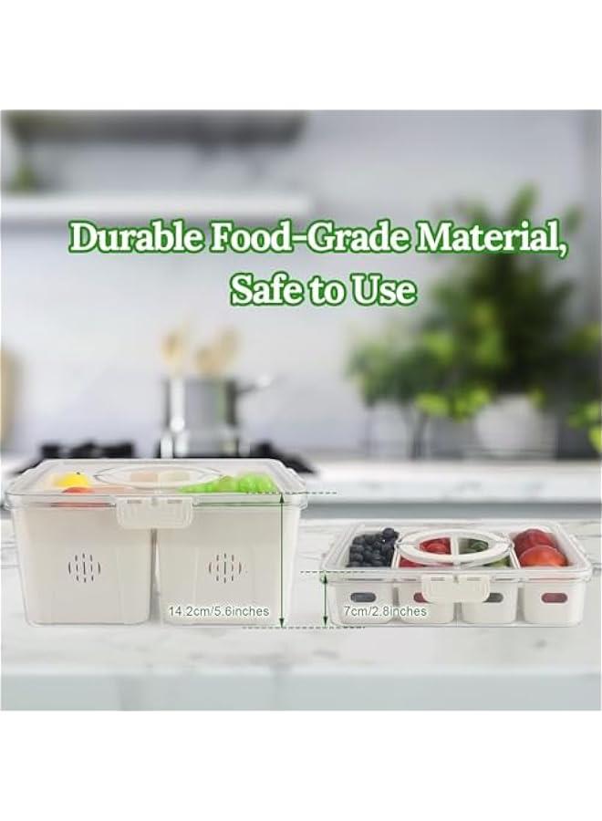 Fridge Organizers and Storage, Medium 3-in-1 Draining Crisper with Strainer for Fruits Vegetables Airtight Vent & Drain Organizer - Image 3