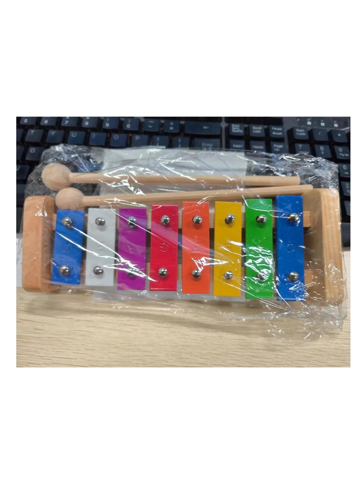 Xylophone for Kids, 8-Note Glockenspiel, Wooden Instrument, C Major Scale, 2 Bea