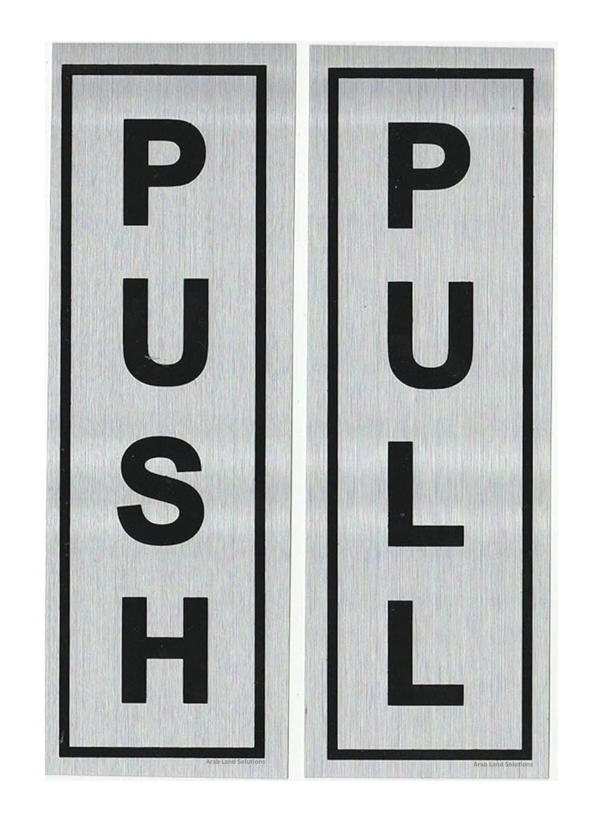 Push & Pull Sign Stickers - Self Adhesive for Glass Wooden Doors, Office, Hospital, Mall Gate (Silver/Black)