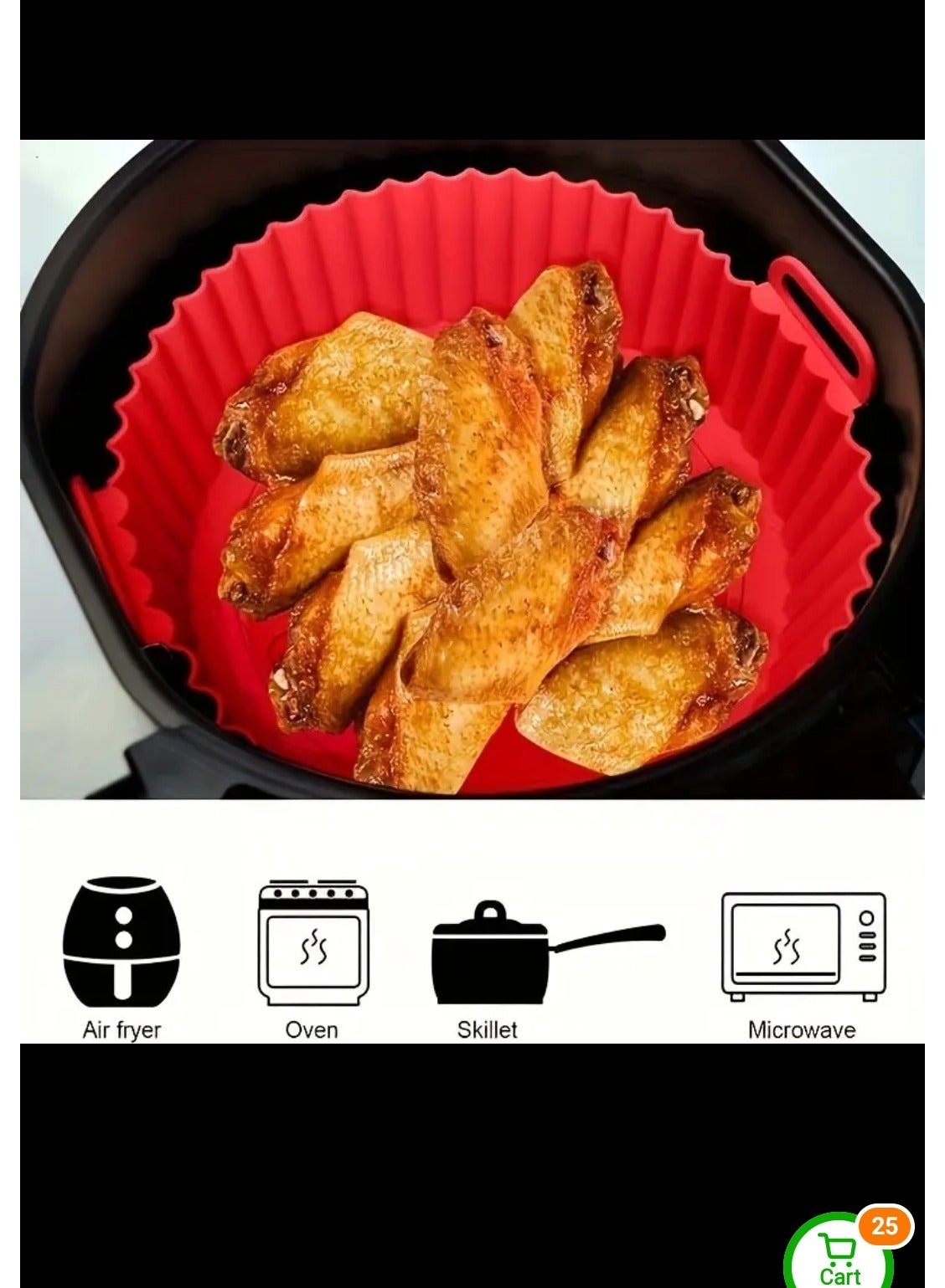 A set of 3pcs ,2 Air Fryer Silicone Liner and Silicon oil brush, Food Safe Non S