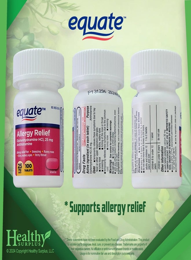 Healthy Surplus® Vital Volumes Tips Card & Equate Allergy Relief Diphenhydramine HCL, 25 mg 100 Tablets Bundle - Image 2