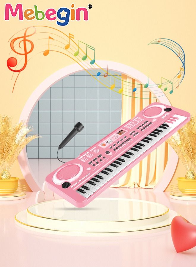 61-key Piano Keyboard Toy with Microphone, Multifunctional Electronic Piano Toy, Preschool Learning Educational Instruments Toy, Great Toddler Musical Toy, Suitable for Kids and Beginners to Practice, 54*17*5.5cm, 4 AA Batteries Required(Not Included) - Image 2