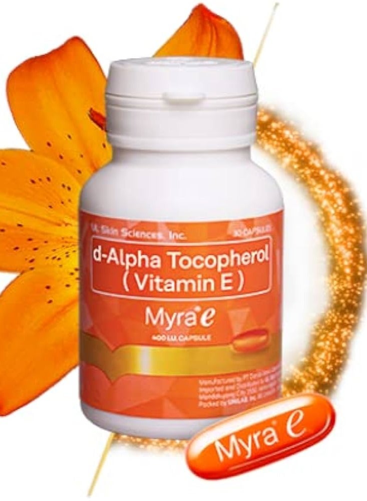 Myra E Vitamin E 400 IU Capsules – Glowing Skin & Hair Health | d-Alpha Tocopherol | 30 Capsules - Image 2