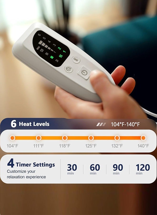 Electric Heating Pad with 4 Timer Settings, Auto Shut Off and 6 Heat Levels, Dry