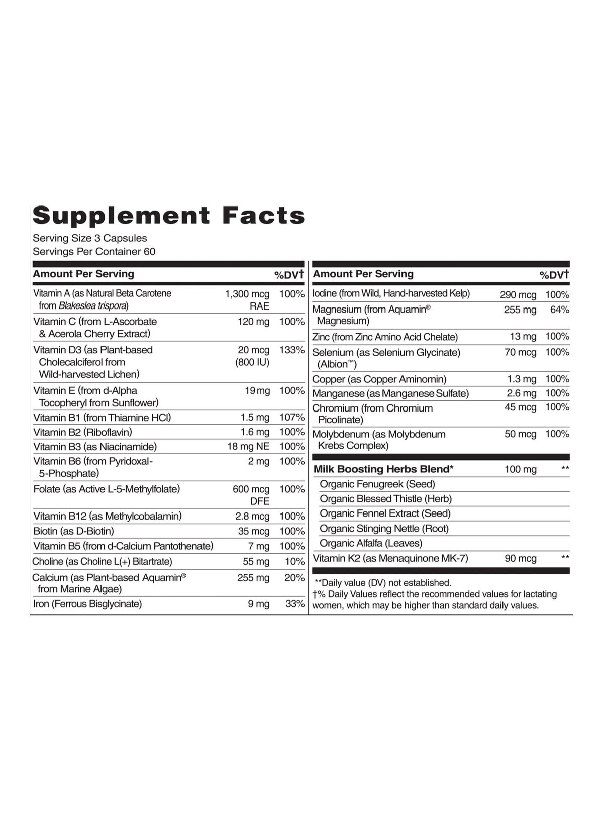 PostNatal Multivitamin For Breastfeeding Moms 180 Vegetarian Capsules Dietary Su