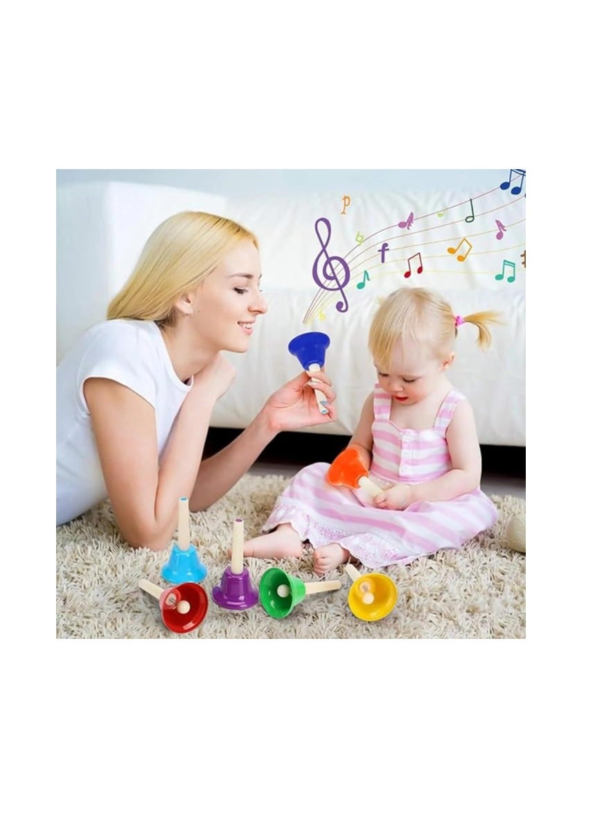 Percussions 8-Note Colorful Metal Hand Bell Handbells Set Musical Instrument Toy for Kids Children Festival Gifts - Image 2