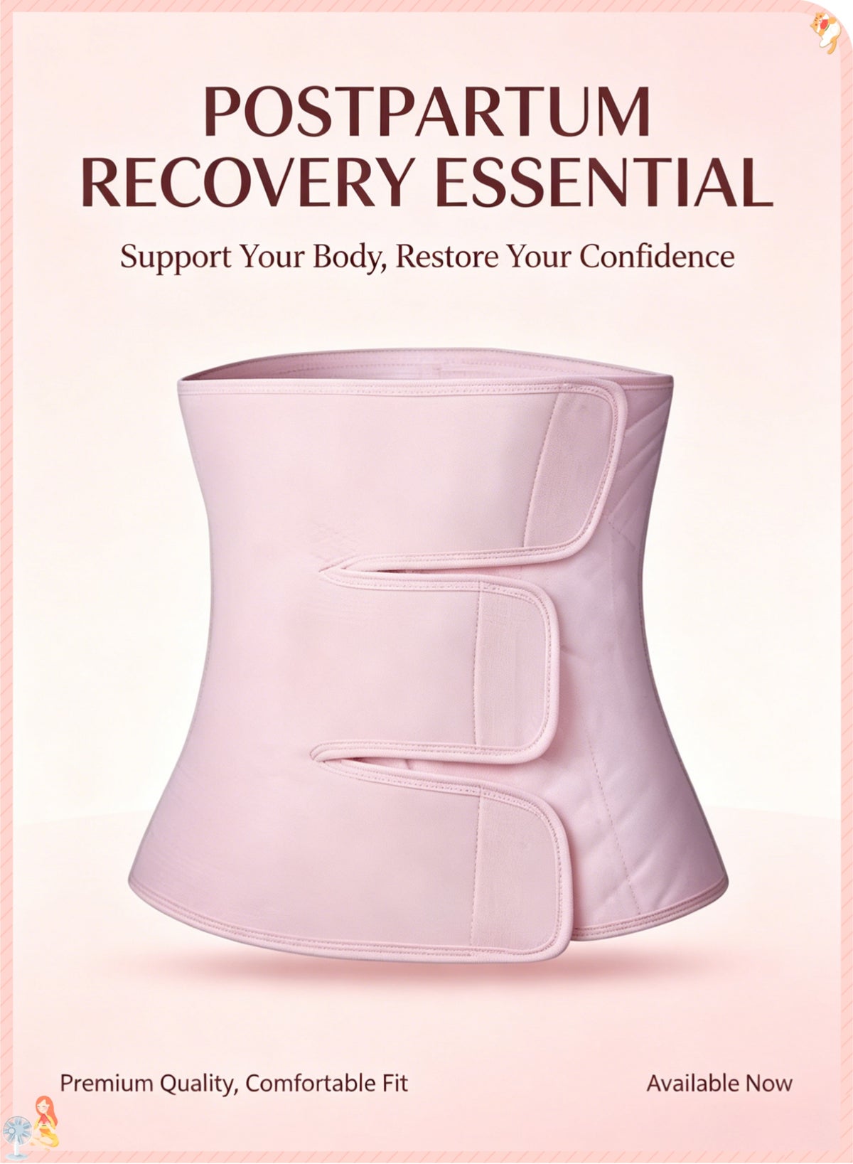 Postpartum Belly Band 4-Layer Cotton Postnatal, Abdominal Wrap, 3 Adjustable Closures with 5 Steel Bones Back Support Post Pregnancy Waist Trainer for C-section & Natural Birth