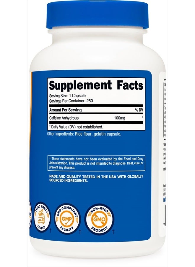 Caffeine Pills 100mg Per Serving, 250 Capsules - Image 4