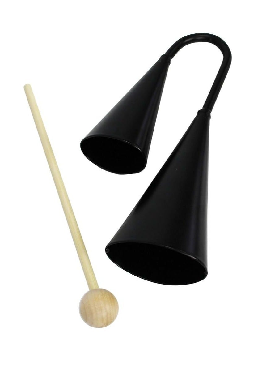 Two Tone Double Metal Samba Agogo Bells with Wooden Beater - Image 4
