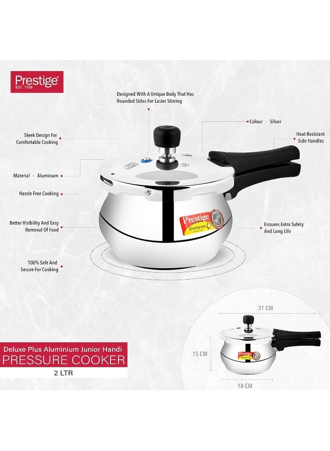 Deluxe Plus Baby Handi Aluminium Pressure Cooker with Outer lid, Induction compa