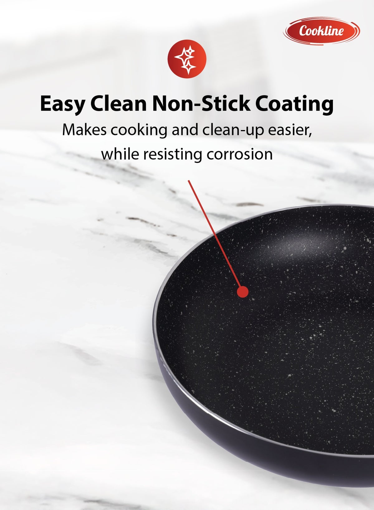 Pressed Aluminum Nonstick Fry Pan with Induction Bottom 20cm, Black with White Dots - Image 5