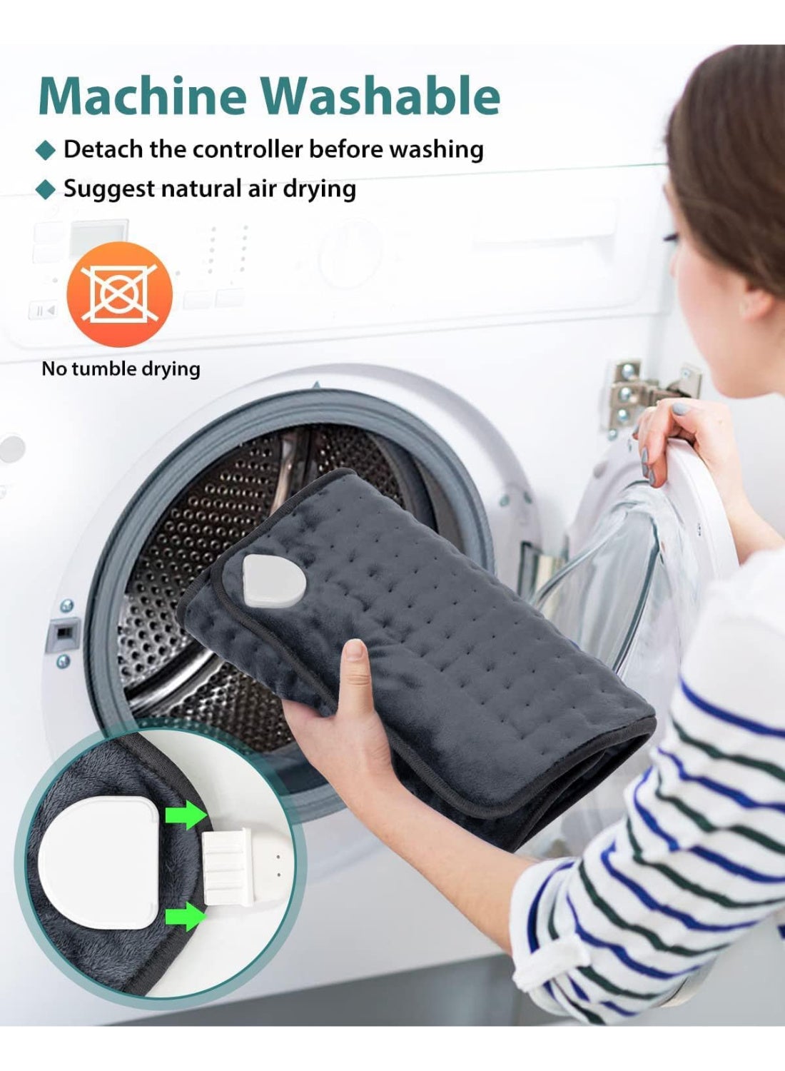 Electric Heating Pad for Back Pain Relief, Large 60×30cm Double Flannel Heating