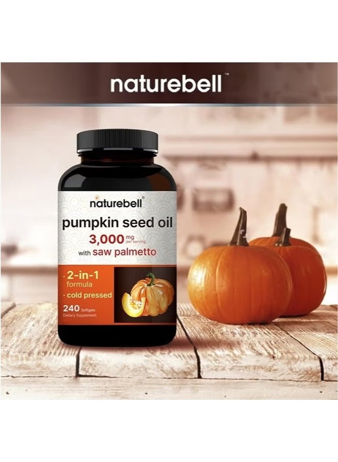 Pumpkin Seed Oil 3,000mg Per Serving with Saw Palmetto, 240 Softgels - Image 5