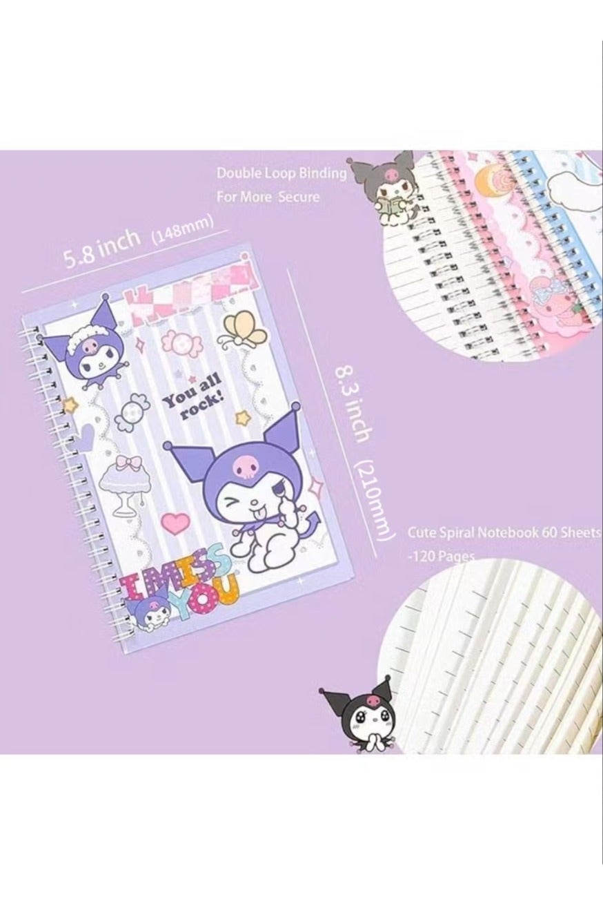 Cute Kuromi Anime School Supplies Set, Kawaii Stationery Set for Girls, Purple Rollerball Pens, Pencil Case, Notebook, Sticky Notes - Image 6