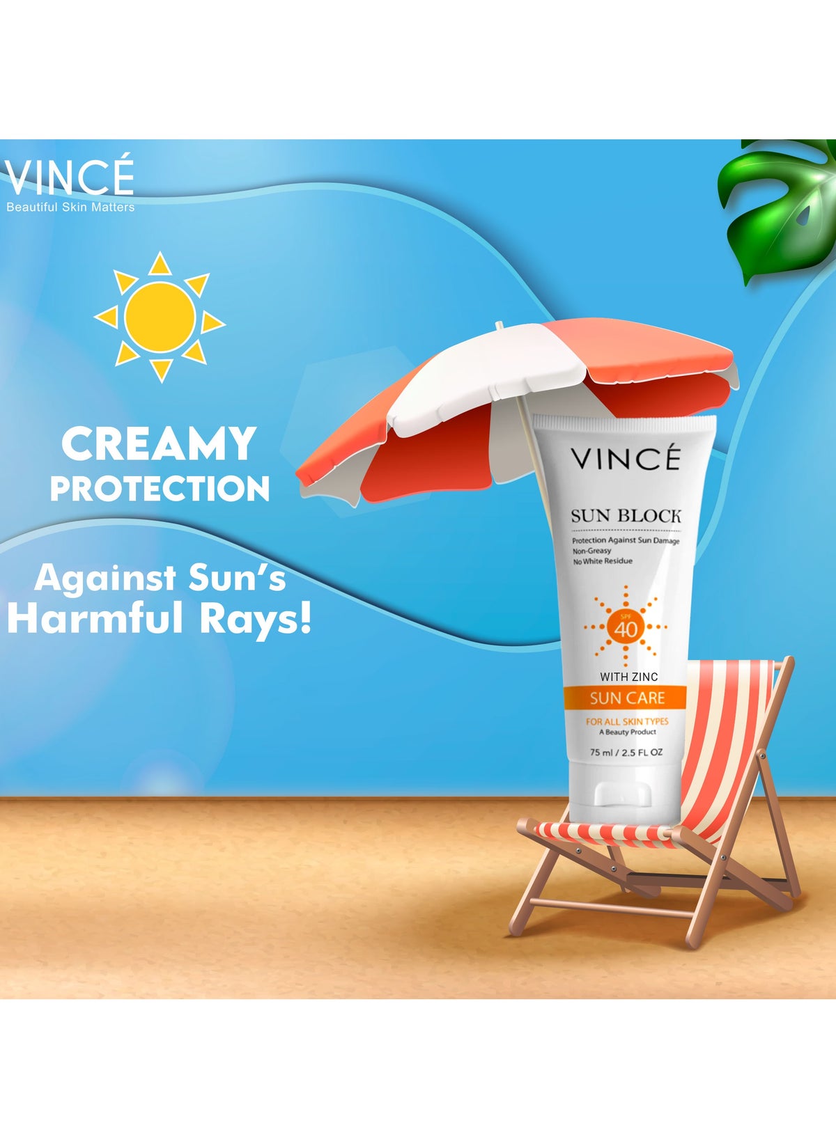 Sunblock SPF 40 – Broad-Spectrum Protection against Sun’s Harmful UVA/UVB Rays, Pollution & Infrared – Hydrates, Soothes & Prevents Premature Aging – Lightweight, No White Cast, 75ml - Image 4