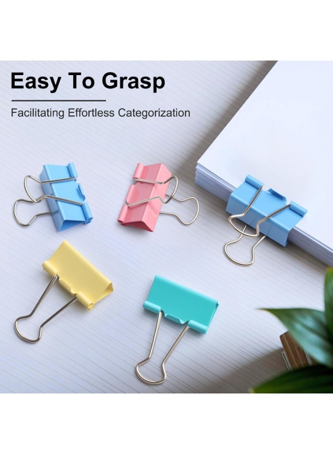 48 Pcs Binder Clips – Steel Paper Clamps, Holds Up to 50 Sheets, Quality Tempered Paper Clips for Home, School, Crafts, Office Supplies Paper Clamps (Multi-colour) - Image 5