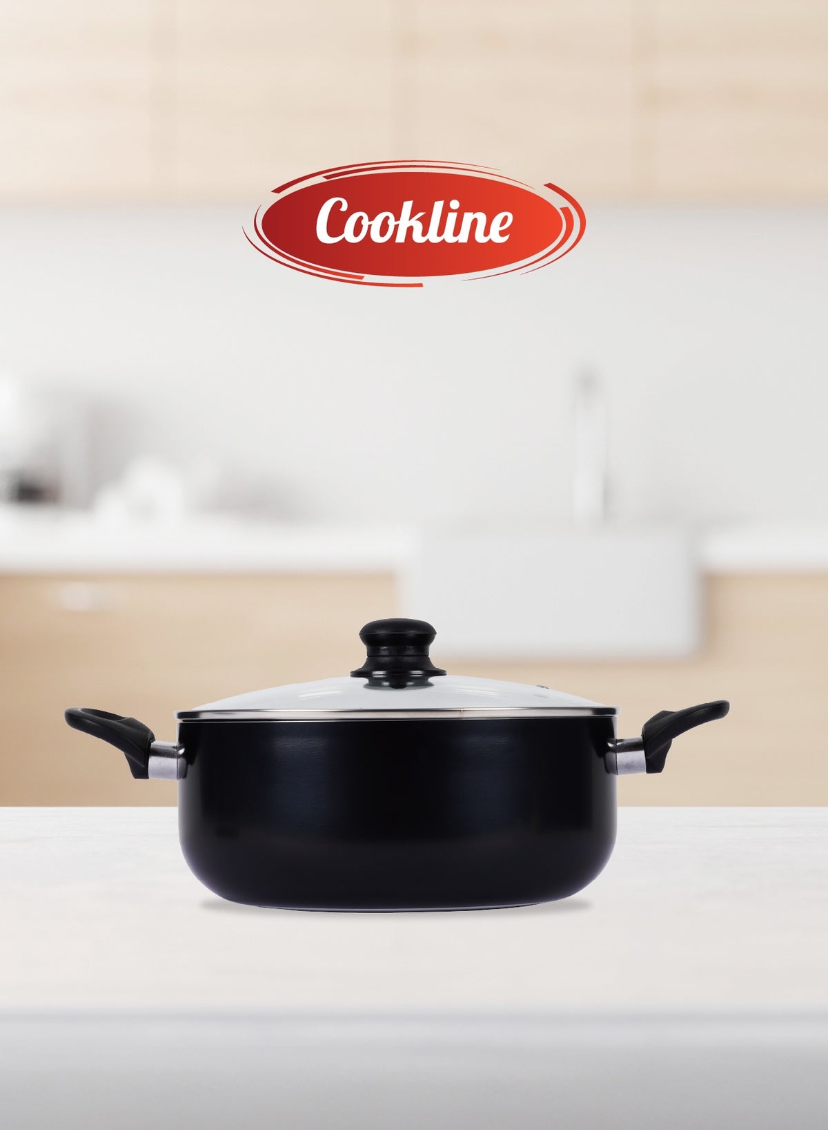 Pressed Aluminum Nonstick Casserole with Glass Lid and Induction Bottom , 24cm,