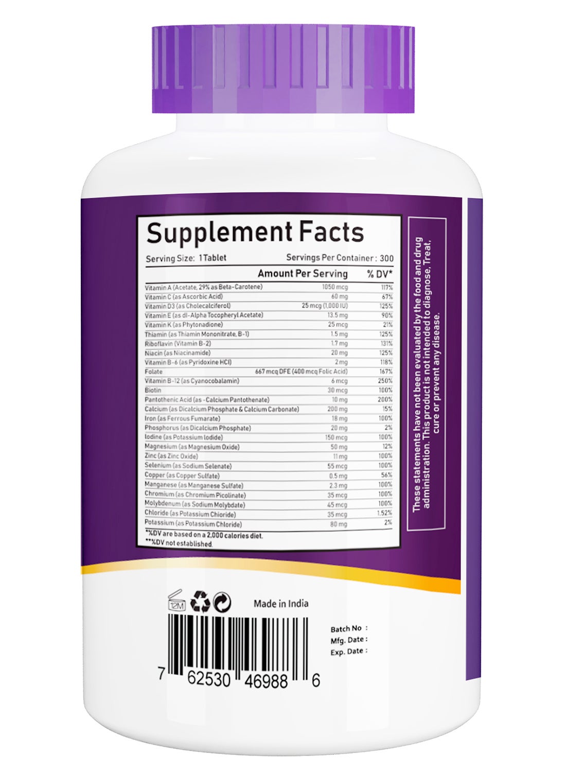 Multivitamin For Women And Men 300 Tablets - Image 3
