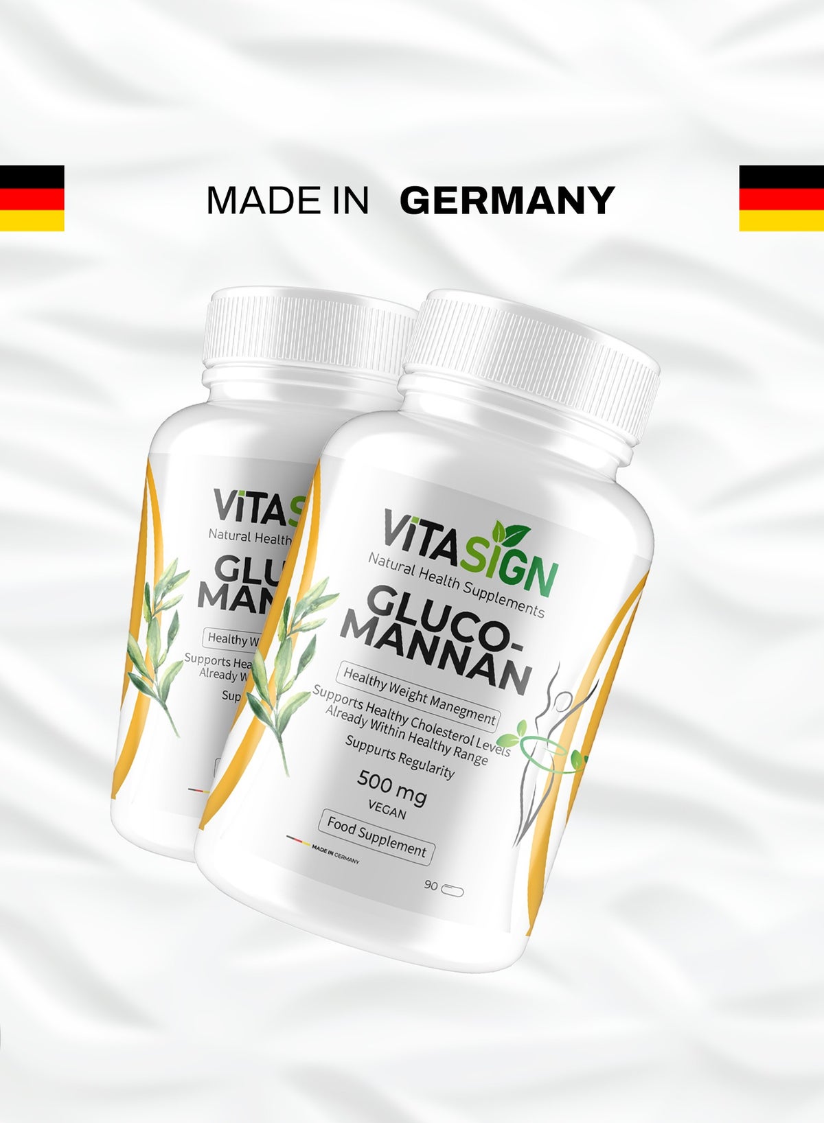 ViTASIGN Glucomannan 500 mg – Konjac Root Fiber – 90 Vegan Capsules – Made in Germany – Daily Fiber & Satiety Support - Image 3