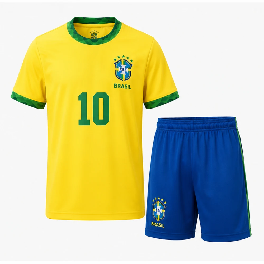 OurShopee Spain Home Jersey and Shorts Kit for Men - Red and Navy Jersey with Na