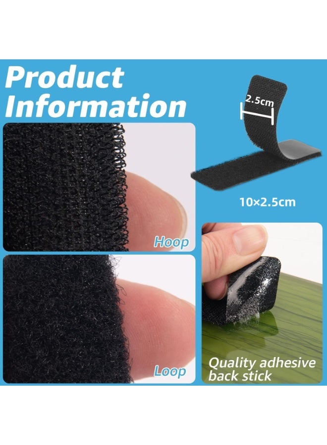 2.5×10cm Hook and Loop Strips With Adhesive - 32 Sets, Double-Sided Strong Back Adhesive Fastener for Home or Office Use - Instead of Holes and Screws (Black) - Image 3