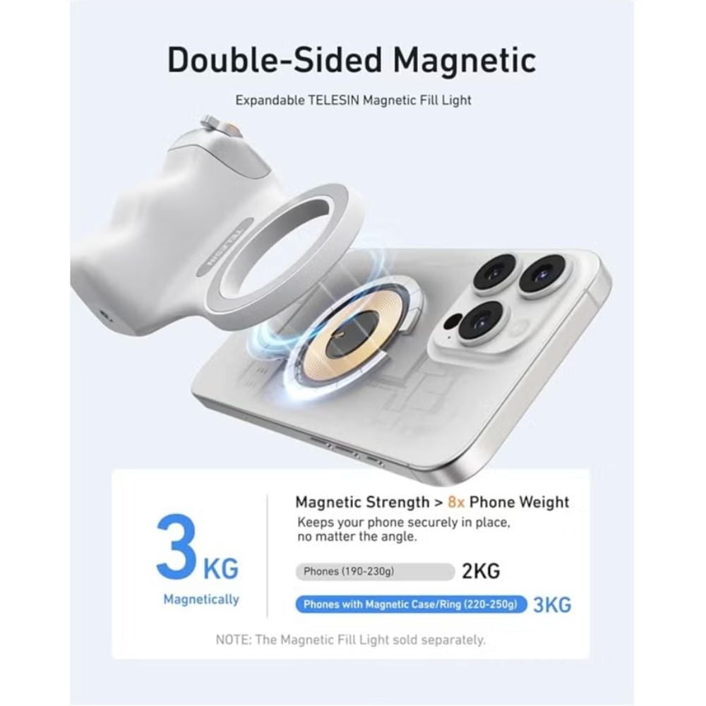 Magnetic Phone Camera Grip with Magnetic Selfie Light - Bundle Kit for Smartphon