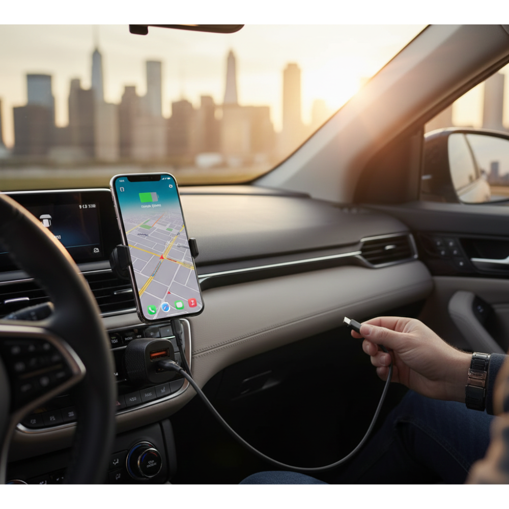 Microdigit 38W PD QC Car Charger with USB-C to USB-C Cable - DCC108T - Image 2