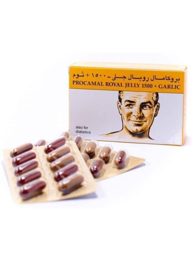Procamal Royal Jelly- 1500 Garlic Capsules, 30 Pieces - Image 3