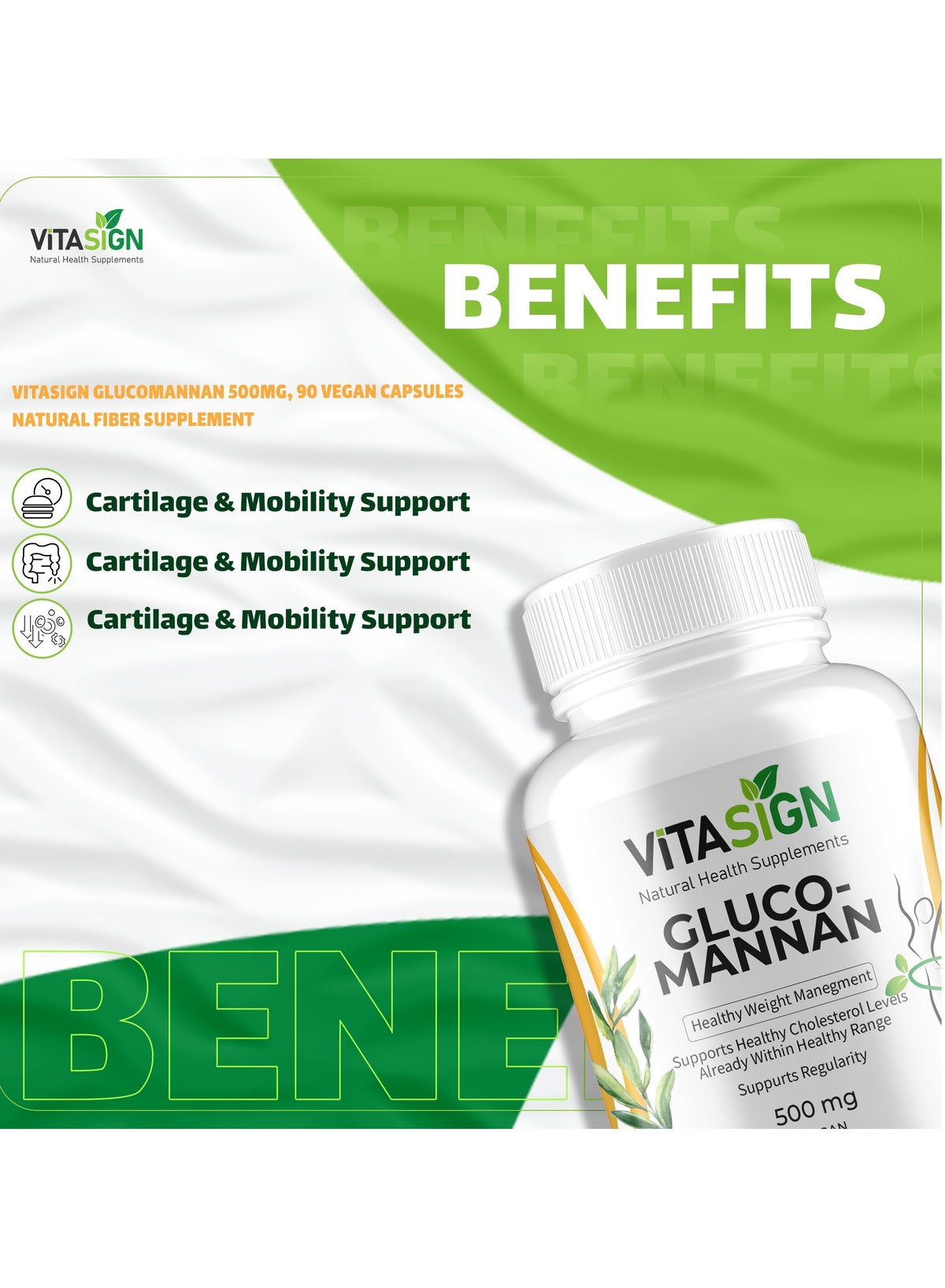 ViTASIGN Glucomannan 500 mg – Konjac Root Fiber – 90 Vegan Capsules – Made in Germany – Daily Fiber & Satiety Support - Image 4