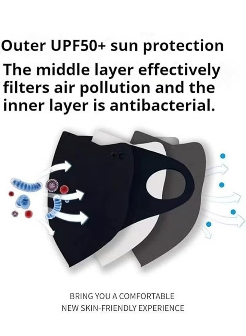 5PCS Reusable Cloth Face Mask 3D Fitting Windproof Dustproof Colder Weather Warmth Breathable Washable Fabric Masks For Outdoor Sport Half Face Earloop - Image 5