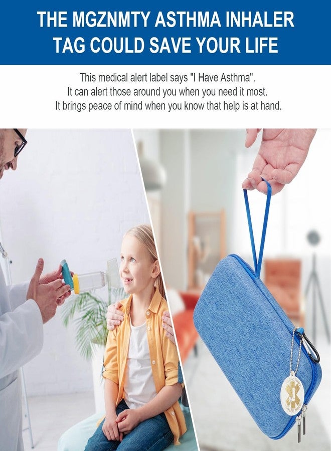 YouKnow Travel Carrying Case for Asthma Inhaler, Inhaler Spacer for Adults and Children, Mask, Inhaler Holder with Asthma Warning Label and Medical Card, with Carabiner (Case Only (Blue - Image 3