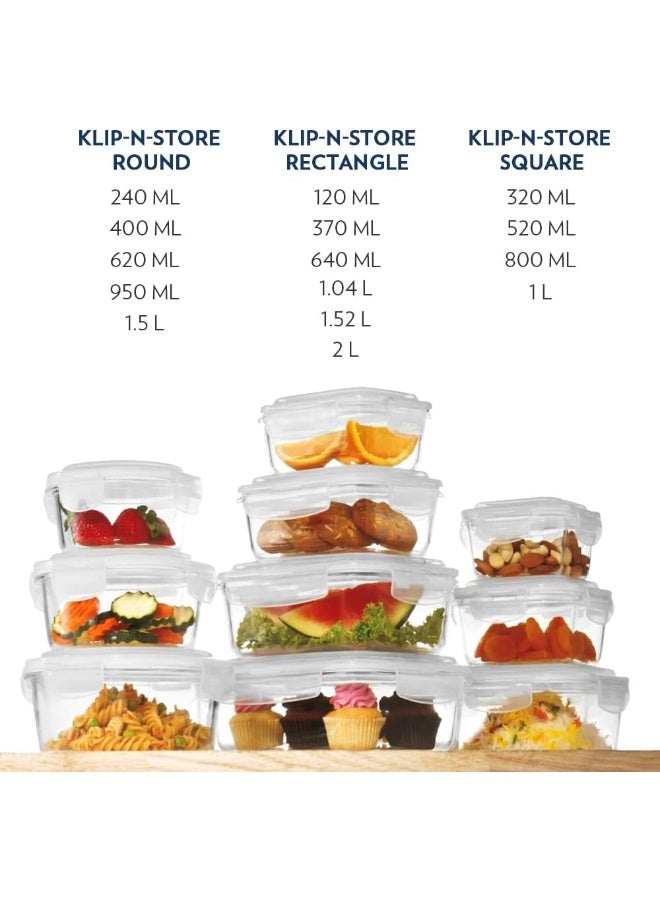 Borosil Klip-N-Store Round Glass Storage Container with Air Tight Lid Food Stora